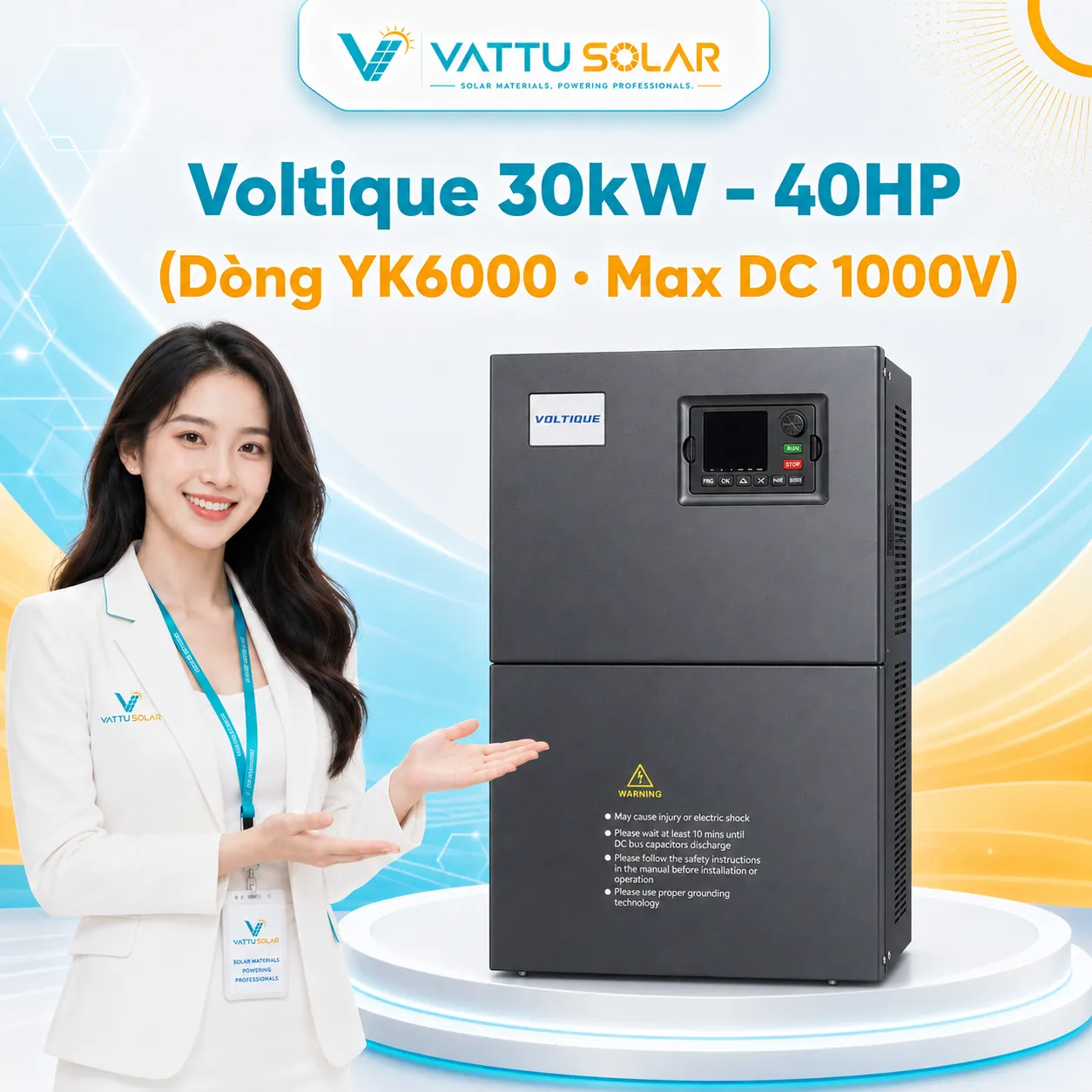 Inverter bơm solar Voltique 30kW 40HP YK6000