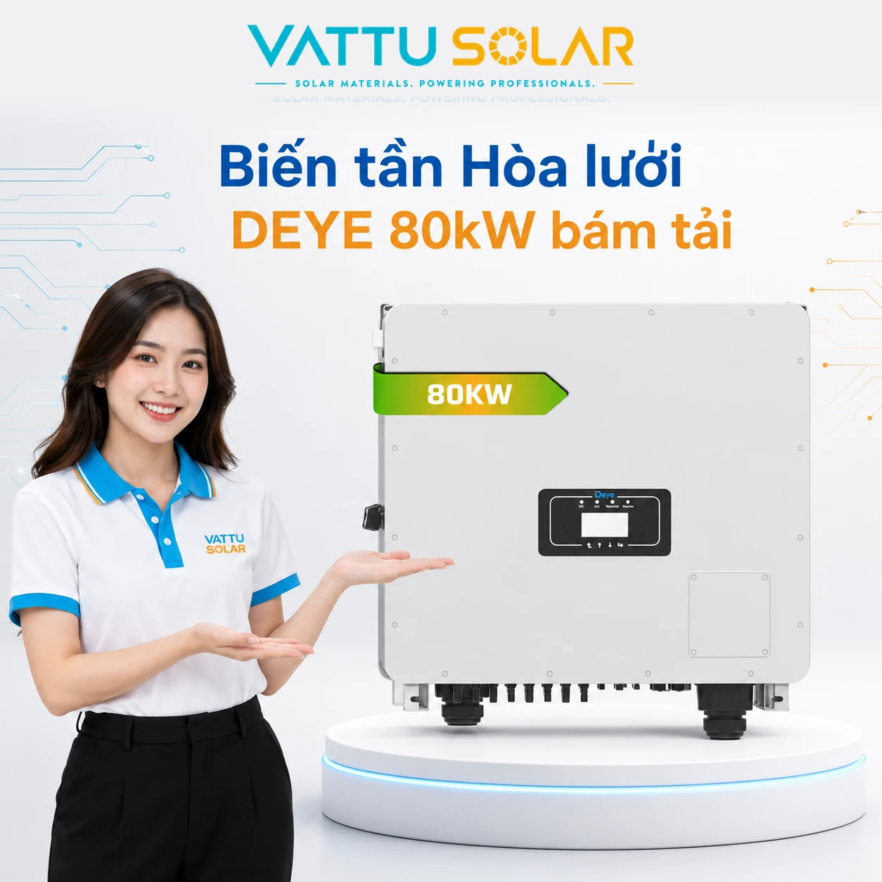 Biến tần Hòa lưới DEYE 80kW 3 pha - Vật Tư Solar