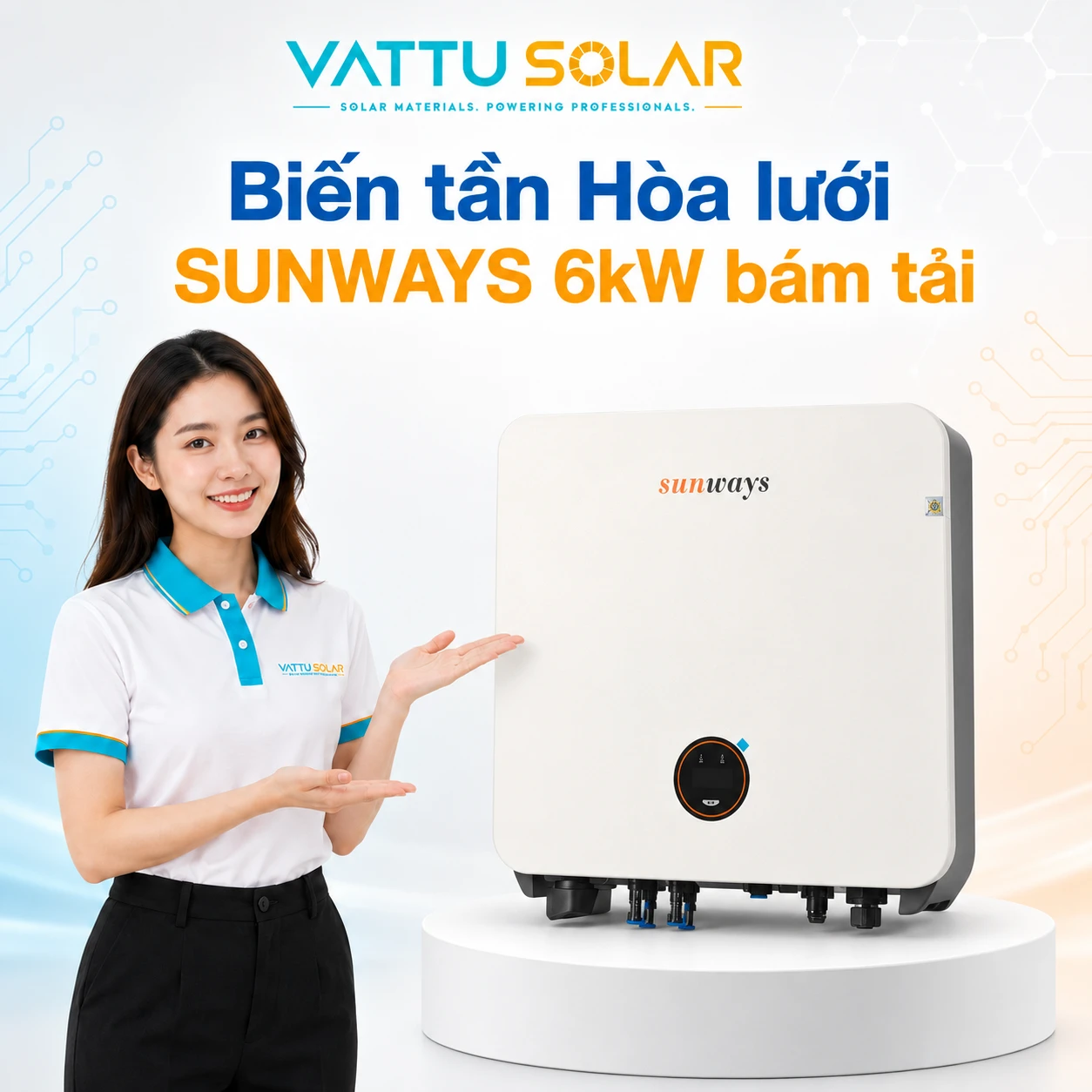 Biến tần Hòa lưới SUNWAYS 6kW bám tải - Vật Tư Solar