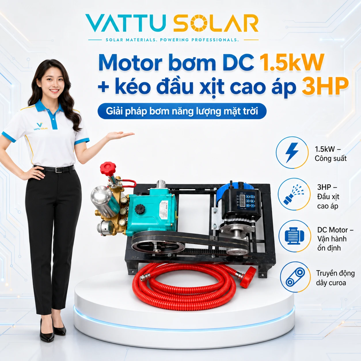 Bơm DC 1.5kW - Vật Tư Solar