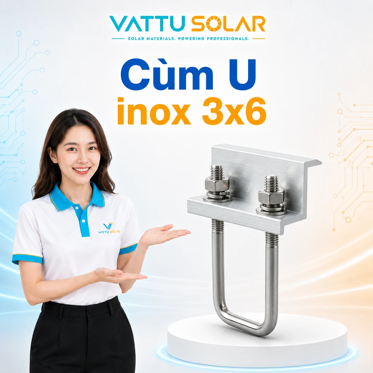 Cùm U inox 3x6 - Vật Tư Solar