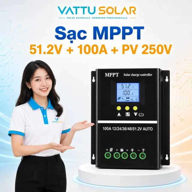 Sạc MPPT 51.2V + 100A + PV 250V - Vật Tư Solar