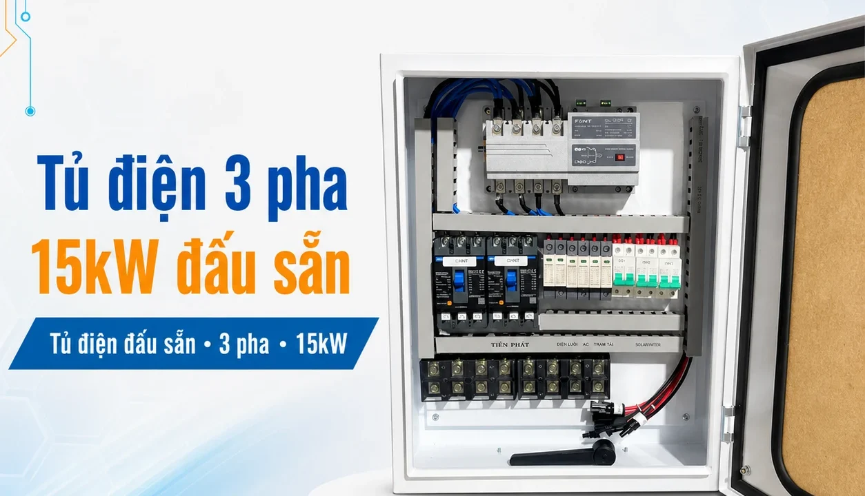 Tủ điện 3 pha 15kW đấu sẵn - Vật Tư Solar